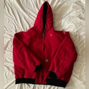 Vintage Carhartt Hooded Red Workwear Jacket 3x J140 Red
